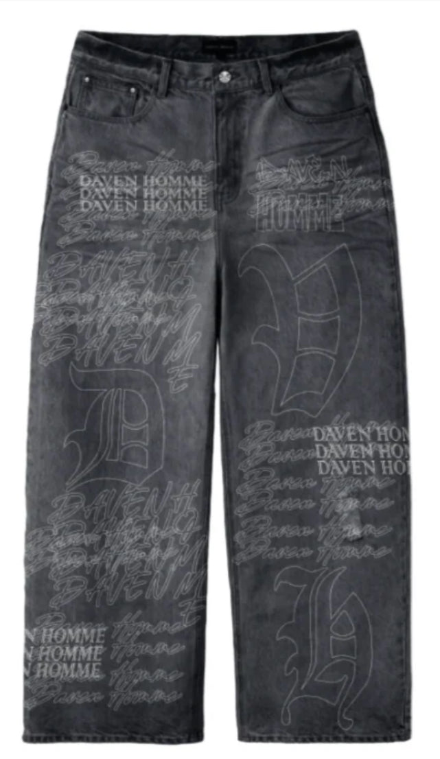 DAVEN HOMME GRAFFITI DENIM PANTS