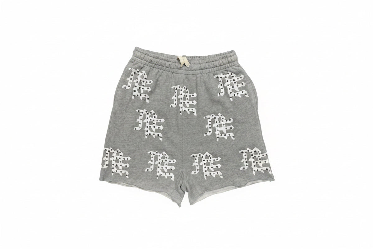 MIXED EMOTION ME LOGO FLEECE SHORTS GREY