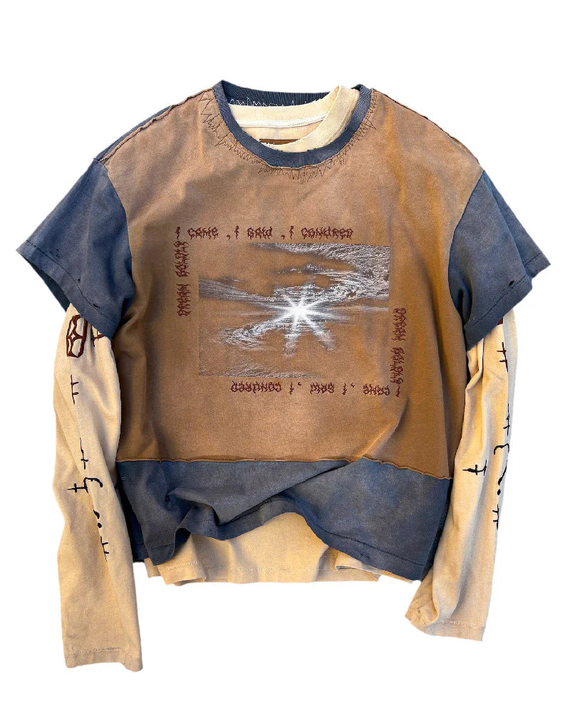 Birth Of Royal Child 2-IN-1 Distressed Stained Long-sleeve Tee
