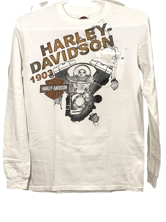 Vintage HARLEY DAVIDSON White Long Sleeve Crew Neck