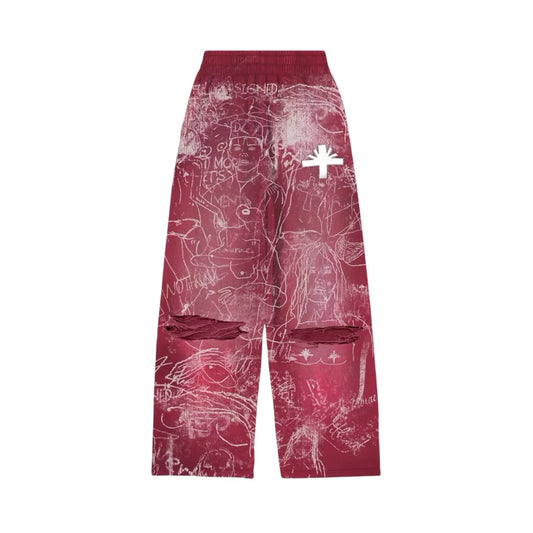 Vertabrae C7 Silo Sketch Graffiti Sweatpants Red