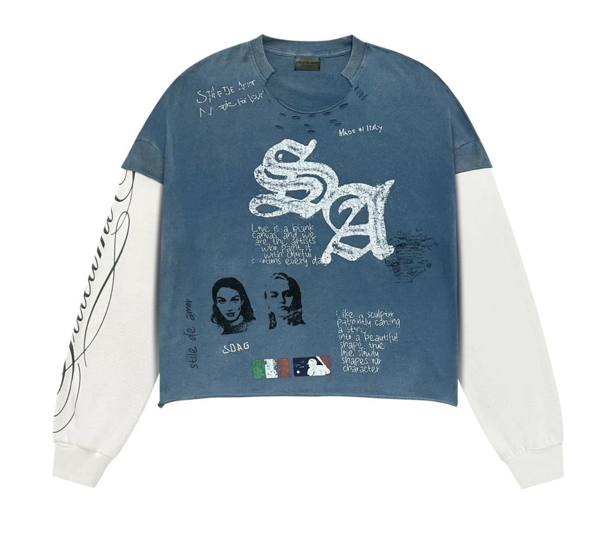 Stile de Amor Sqaudra Long Sleeve Thermal Tee Blue