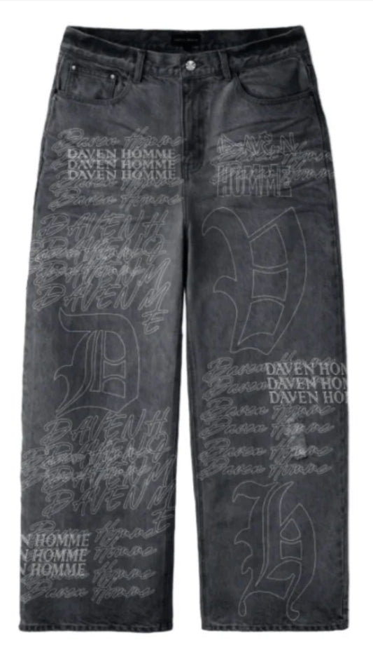 DAVEN HOMME GRAFFITI DENIM PANTS