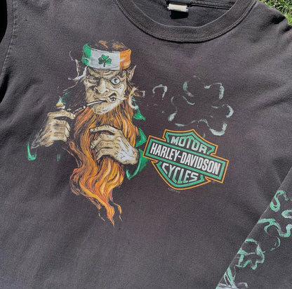 Vintage Harley Davidson Lucky Leprechaun Long Sleeve Tee