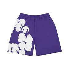 Denim Tears Big Cotton Wreath Sweat Shorts 'Purple'