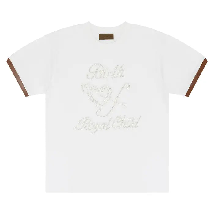 Birth Of Royal Child Pearl Patchwork Short-Sleeve 'White'