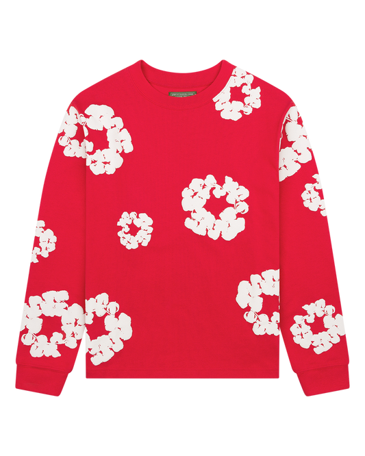 Cotton Wreath Long Sleeve Red