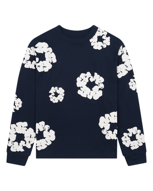 Denim Tear 
Navy Blue wreath long sleeve T-shirt