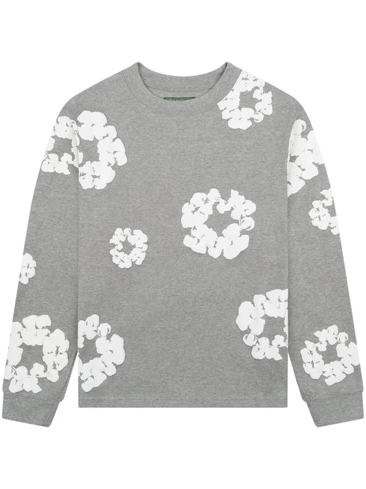 Denim Tears Long Sleeve "Cotton Wreath" T-shirt (Grey)