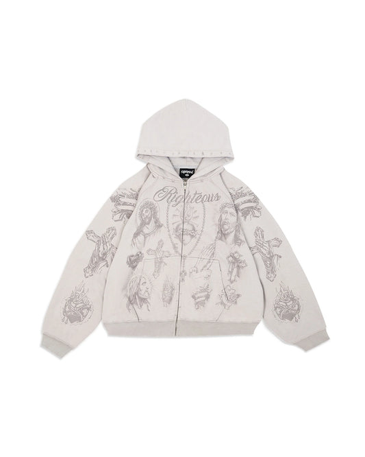 We Are Righteous "Tatted Believer" Zip Up - Grey