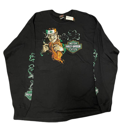 Vintage Harley Davidson Lucky Leprechaun Long Sleeve Tee