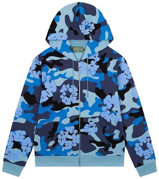 Denim Tears The Wreath Zip Hoodie 'Blue Camo'