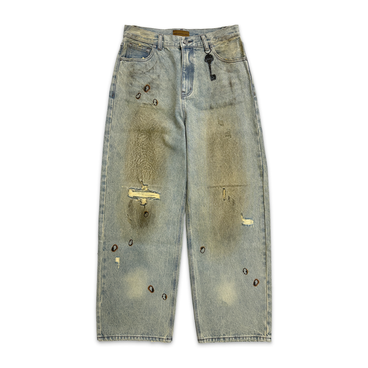 BRUSHING WAX BAGGY DENIM "CLAY INDIGO"