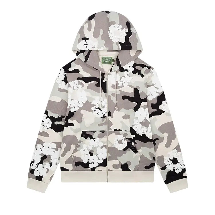 Denim Tears The Wreath Zip Hoodie 'White Camo'