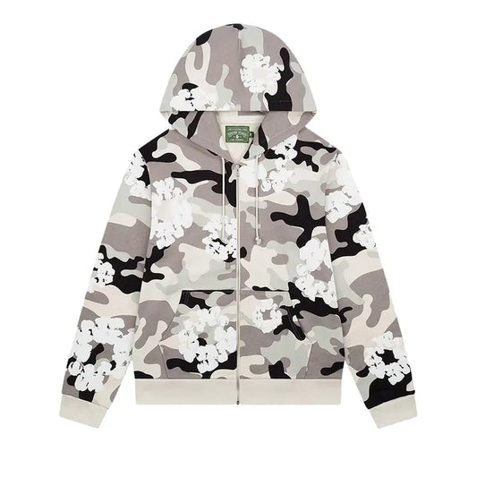 Denim Tears The Wreath Zip Hoodie 'White Camo'