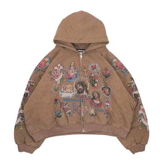 We Are Righteous Risen King Zip Up - Brown